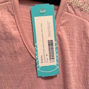 Savanah embroidered key hole knit tank